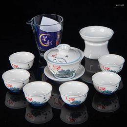 Ensembles de voies de thé Mouton Fat Jade Porcelaine Thé d'ensemble en céramique de haute qualité avec boîte-cadeau