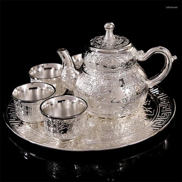 Ensembles de Vawares Pak Fook Ta Ta Set Handmade Kettle Brewing Teapot Silver Outdoor Cérémonie portable Cadeau exquis