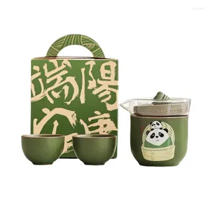 Ensembles de voiles de thé Panda Bamboo Creative Ceramic Travel Chine Chinese Fashion Trend Gift Gift Portable Storage Casual To Pot et tasse