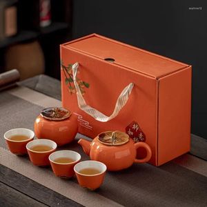 Ensembles de thé Persimmon Ruyi service à thé coffret cadeau haut niveau d'apparence théière en céramique maison peut tasse fraîche et mignonne