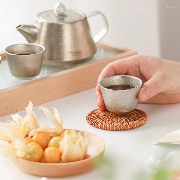 Conjuntos de té PINKAH Juego de tetera de café de titanio puro con colador 320 ml Hervidor portátil para acampar al aire libre Ligero