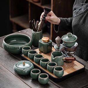 Ensembles de thé en porcelaine Cérémonie chinoise Ensemble de thé ACCESSOIRES DE BOLS DE BOLS 6 PERSONNES STYLE DE LUXE STYLE TAZA MATE AB50STS