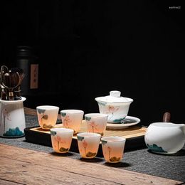 Teaware -sets Porselein Chinese theeset Cup Ceremonie Luxe Traditionele draagbare service Geschirr Accessoires WSW40XP