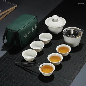 Teegeschirr Sets Porzellan Teetasse Set Keramik Tragbare Zeremonie Tee Becher Tassen Teekanne Chinesischen Service Gaiwan Reise