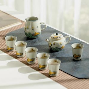 Juegos de té de té de porcelana Copa de viaje Set Accesorios de té Tazas Gaiwán Infusor de cerámica Kettle Cutlery Porcelanato Tapot YX50TS