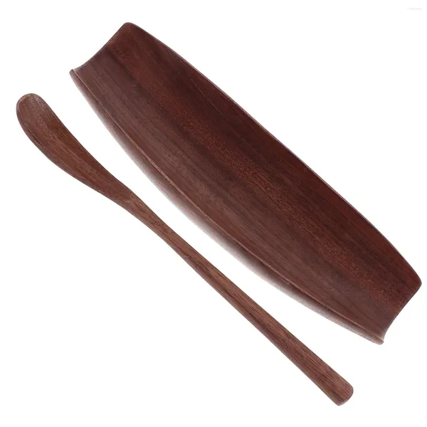 Conjuntos de té Portátil Té de nogal negro Zen Juego de púas de madera maciza Cucharas Ceremonia Utensilio Taza dispensadora