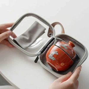 Teaware -sets draagbaar keramisch snel beker thee set front konijn briljante reistheet glazen cover kusje theemaker outdoor jaar geschenken