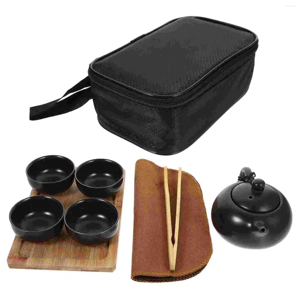 Service à thé Portable, théière en céramique, Kit de brassage chinois, service de voyage, tasses à thé, plateau en bois pour la maison