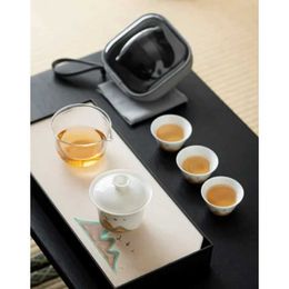 Ensembles de voiles de thé Téapot portable avec cas de grandes tasses à thé en céramique et infuseur ensemble de thé Gongfu chinois traditionnel pour hôtel Office Outd