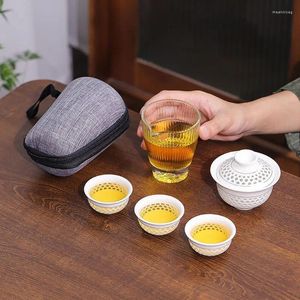 Service à thé de voyage Portable, tasses Gaiwan en porcelaine, tasse de cérémonie, théière chinoise en céramique, verres à boissons