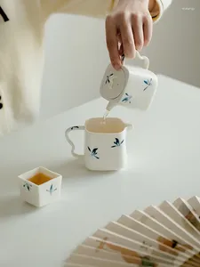 Ensembles de thé Théière en pot d'orchidée peinte à la main pure Céramique chinoise unique avec ensemble d'infuseur de thé filtre