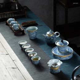 Juegos de té Qingyun Lanyue Set Té de porcelana Home Home Gaiwan Tapot Cup Complete China Viajes