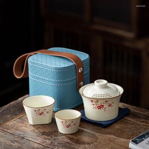 Teaware -sets Snel Cup Travel Tea Set Auto Outdoor Camping Portable Ru Kiln Bowl Gift Box Business