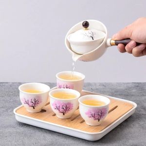 Ensembles de thé ensemble rotatif Gongfu Kung thé machine chinoise tasse Pot en céramique semi-automatique 360 Fu infuseur théière