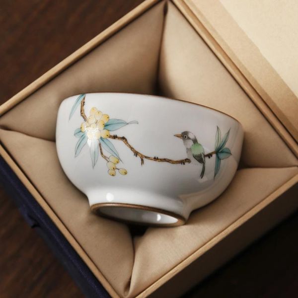 Juegos de utensilios de té |ru Propietarios de hornos que toman muestras de té Juego manual puro para abrir la rebanada Tazas individuales y de cerámica