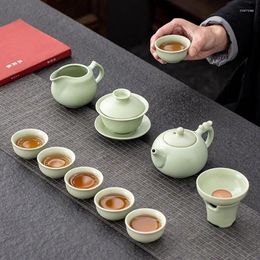 Teaware -sets Ru Kiln Tea Set 6pcs Cup 1pcs Teapot Ceramic Gaiwan Ancient Special Teaset Porselein Filter Mok Service
