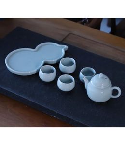 Ensembles de thé Ruhangtang chinois Ru porcelaine gourde service à thé théière en céramique tasse à thé cadeaux d'affaires maison