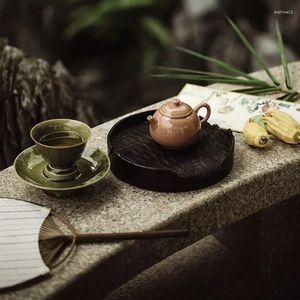 Ensembles de cités de thé Boîte-cadeau à thé à la main tasse de feuilles de lotus à la feuille de carvure à la main
