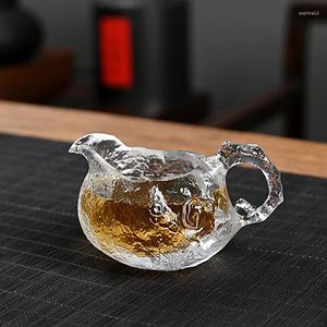 Ensembles de service à thé, pichet en verre à poignée latérale, thé brûlé épaissi avec tasse de Pot faite à la main de Style Antique