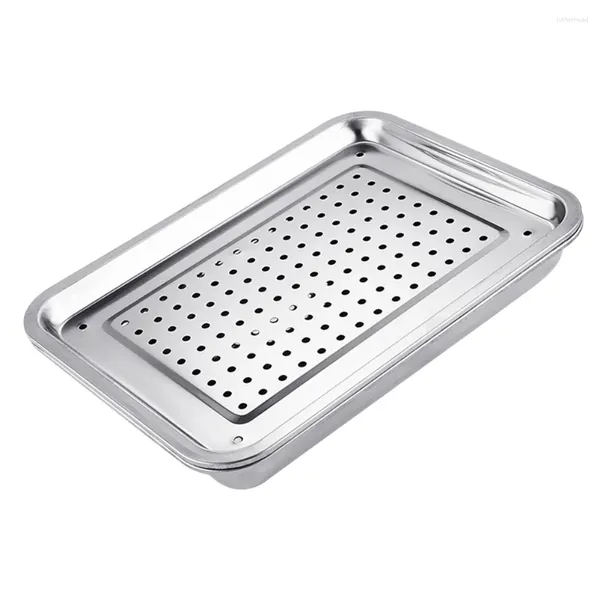 Juegos de té de acero inoxidable bandeja de té chino Kungfu Placa doméstica Soporte de hueco japonés para casa de té casera (40x30cm)