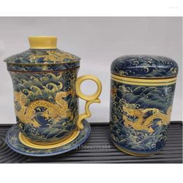 Ensembles de voies de thé Taiwan Jianyao Golden Dragon en céramique Tassepasse à domicile Membre tasse à thé Boîte cadeau Canister Box emballage