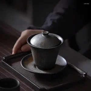Ensembles de voiles de thé Tangpin Japonais Céramique Gaiwan Vintage Taepot Teach Tepup chinois Chawan 160 ml