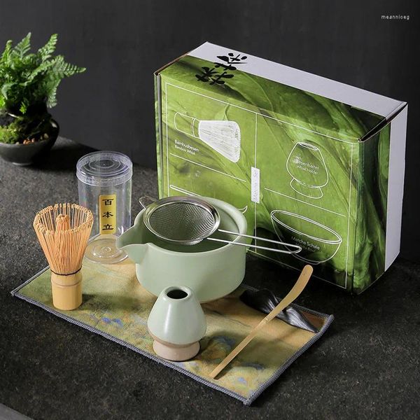 Ensembles de service à thé, combinaison de brosses à thé avec bec, ensemble de bols, accessoires de boîte-cadeau, outils japonais en céramique