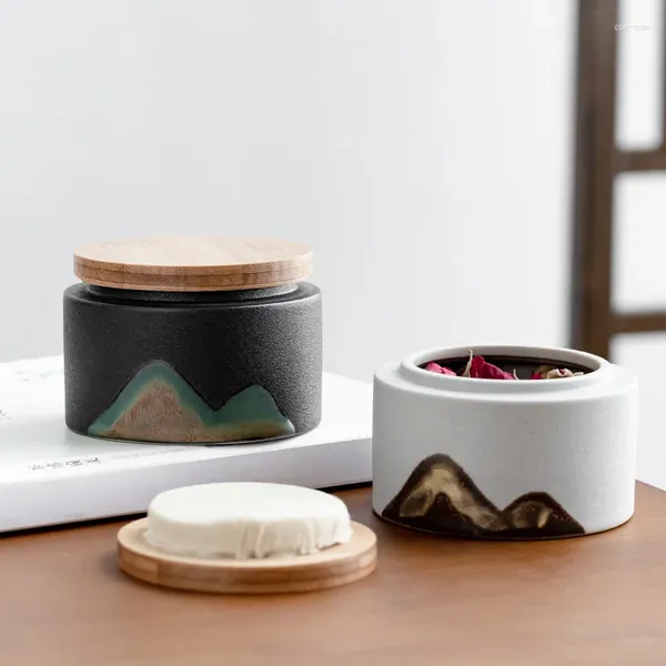 Ensembles de théâtre de thé en céramique en céramique à petite taille Mini peut parcourir les canettes scellées portables conteneur chinois conteneur