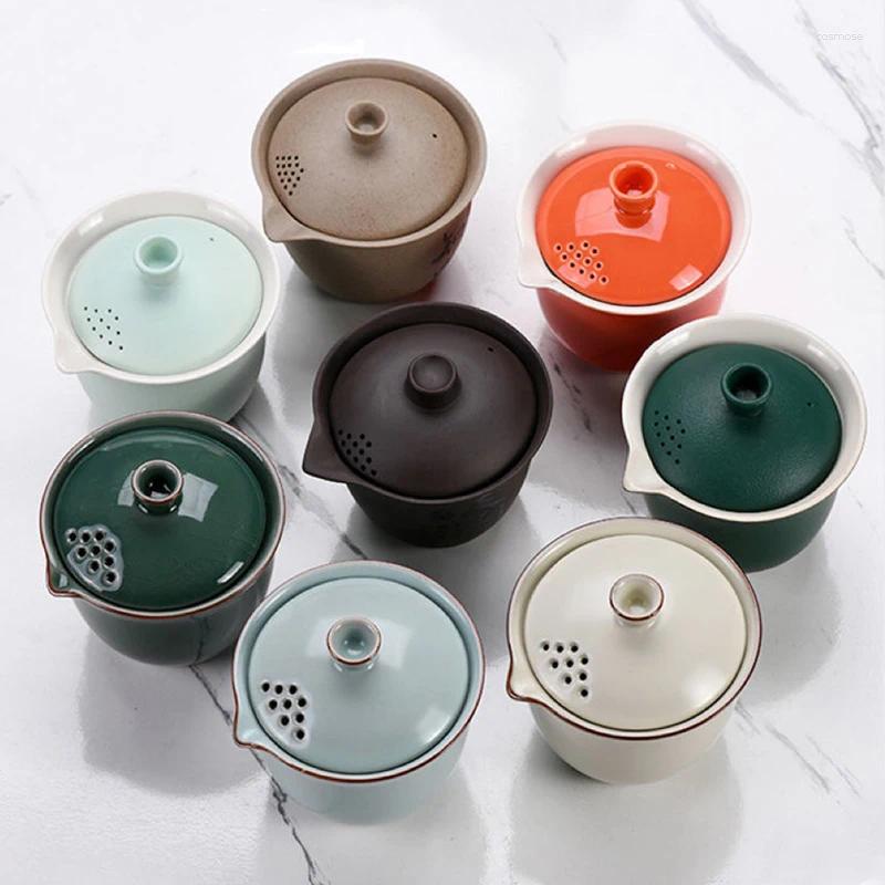 Conjuntos de chá conjunto de chá 5 pcs toda cerâmica teacup bule caso de viagem portátil em um presente para casa ao ar livre negócios
