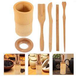 Ensembles de thérapie de thé Ensemble de thé Bamboo Accessoires Scoop Supplies Clip Ustensiles de cuisine en bois
