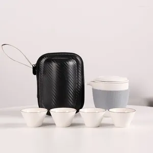 Service à thé en poterie noire, service à thé Portable, une théière, deux tasses, bureau, voyage d'affaires, cadeaux transfrontaliers