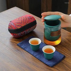 Ensembles de théâtre de thé coffre à thé et tasse en céramique Boîte à cadeaux en extérieur Transport des accessoires de voyage ménagers
