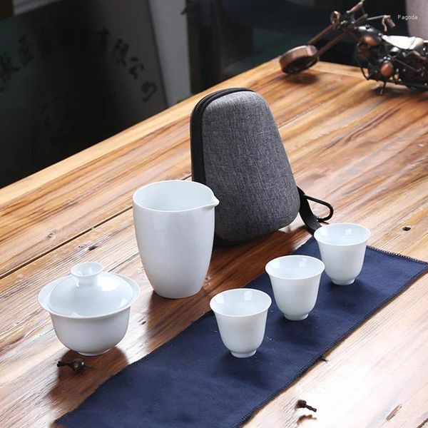 Ensembles de service à thé théière et tasse à thé, Kit de fabrication de thé domestique, sac Portable de voyage en plein air, fournitures chinoises 1 bol 3 tasses