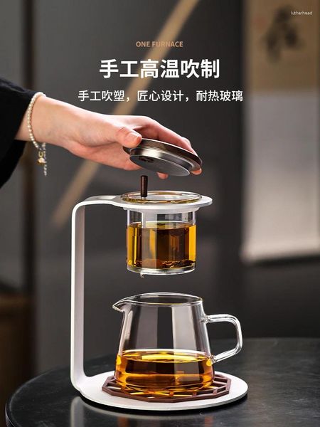 Ensembles de voiles de thé TEAPOT TEAPOT Séparation d'eau de thé en un clic faisant un produit de bureau de verre transparent à maison haut de gamme fantastique