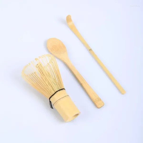 Conjuntos de té Juego de tres piezas de cuchara de té Matcha Polvo de bambú Herramienta de onda Cepillo Batidor Accesorios