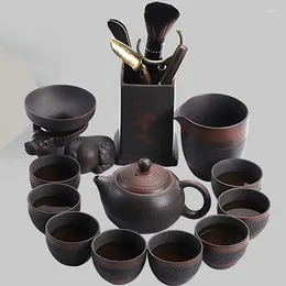 Ensembles de théâtre de thé Vintage antique traditionnels vintage avec Pot Chinese Mate Cup Infuseur Services Conjunto de Cha Porcelain TE