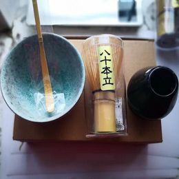 Ensembles de service à thé Matcha traditionnel, fouet en bambou naturel, support de bol en céramique, thé de Style japonais