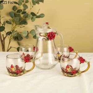 Teaware sets transparante warmtebestendige glazen thee-set Teapot European Style Creative Office Water Cup Home Kitchen Coffee Cow