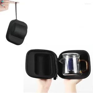 Ensembles de voies de thé Ensemble de thé en verre de voyage avec sac de transport de voiture portable extérieur 1 pot 2 tasses élégantes petites bulles tasse rapide