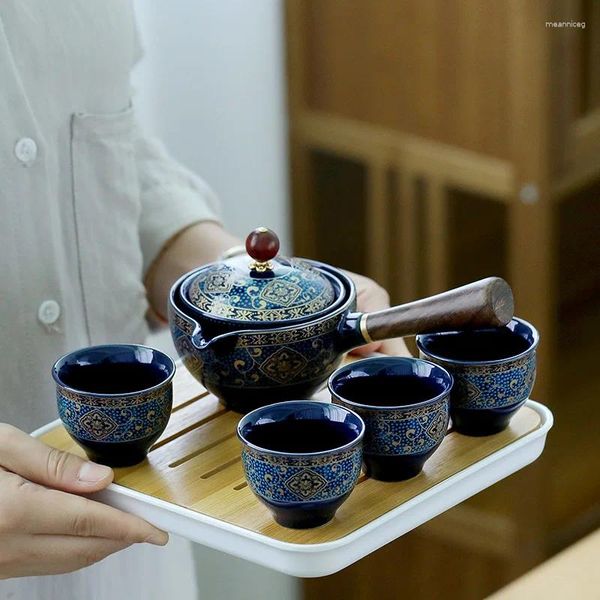 Juegos de teteras Taza de Viaje juego de té de cerámica taza de Kungfu bolsa de tetera herramienta de fabricación portátil vajilla china para exteriores regalos