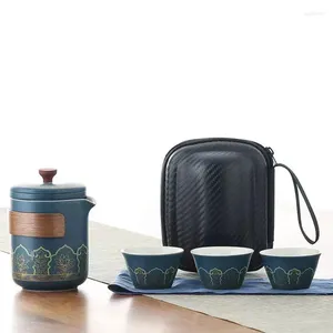 Teaware -sets Travel Tea Chinees keramische theepot draagbare handgemaakte theekopjes allemaal in één cadeauzakje voor volwassenen