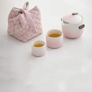 Ensembles de thé service à thé de voyage théière de couleur dégradée tasses à thé Camping en plein air Portable outils de fabrication stockables cadeau pour les amoureux de la Culture