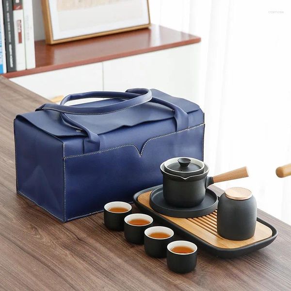 Service à thé de voyage, service à thé, une théière, quatre tasses avec plateau, dispositif de fabrication de bureau Portable, cadeau chinois