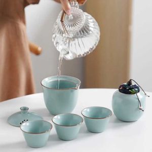 Teaware -sets Travel Tea Set draagbare buitenkamperenthee Making Tool Single Kung Fu Teeware Sets Het beste cadeau voor thee -cultuurliefhebbers