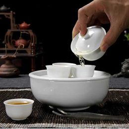 Teaware -sets Travel Tea Set rode opbergtas draagbaar Purple Sand Cup Pot Ceramics Round Tea Tray Kung Fu Tea Utensils 7 -delige set Teaware