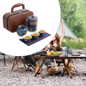 Teaware -sets Travel Tea Set theekopjes met draagtas Porselein Portable Pot Teapot voor Home Office Trips Camping