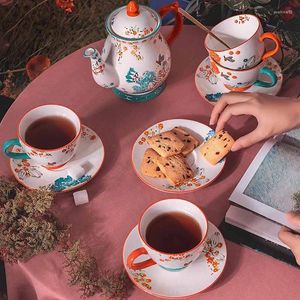 Teaware -sets Turkse koffie -koffie thee Set Pot Accessoires Service Keramische reismokken Kettle Infuser Taza Mate Home en Garden YX50TS