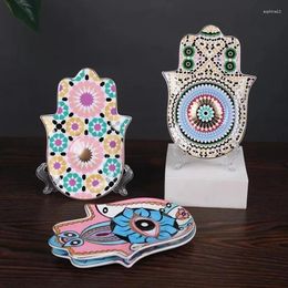 Ensembles de thé à thé turc tasse de thé tasse de café et de soucoupe Devil's Eye Hamsa Plat Hand European Retro Hanging Ear Creative Céramique Céramique