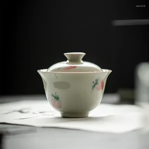 Ensembles de thérapie sous la glaçure peinte à la main à la fraise Tureen à la main en céramique de tasse de thé en céramique à la main tasse à main
