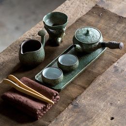 Ensembles de thé Vintage poterie grossière service à thé chinois infuseur à la maison Pot traditionnel et tasse plateau en céramique personnalisé